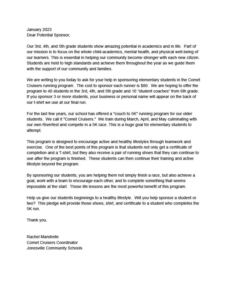 WES Donor letter